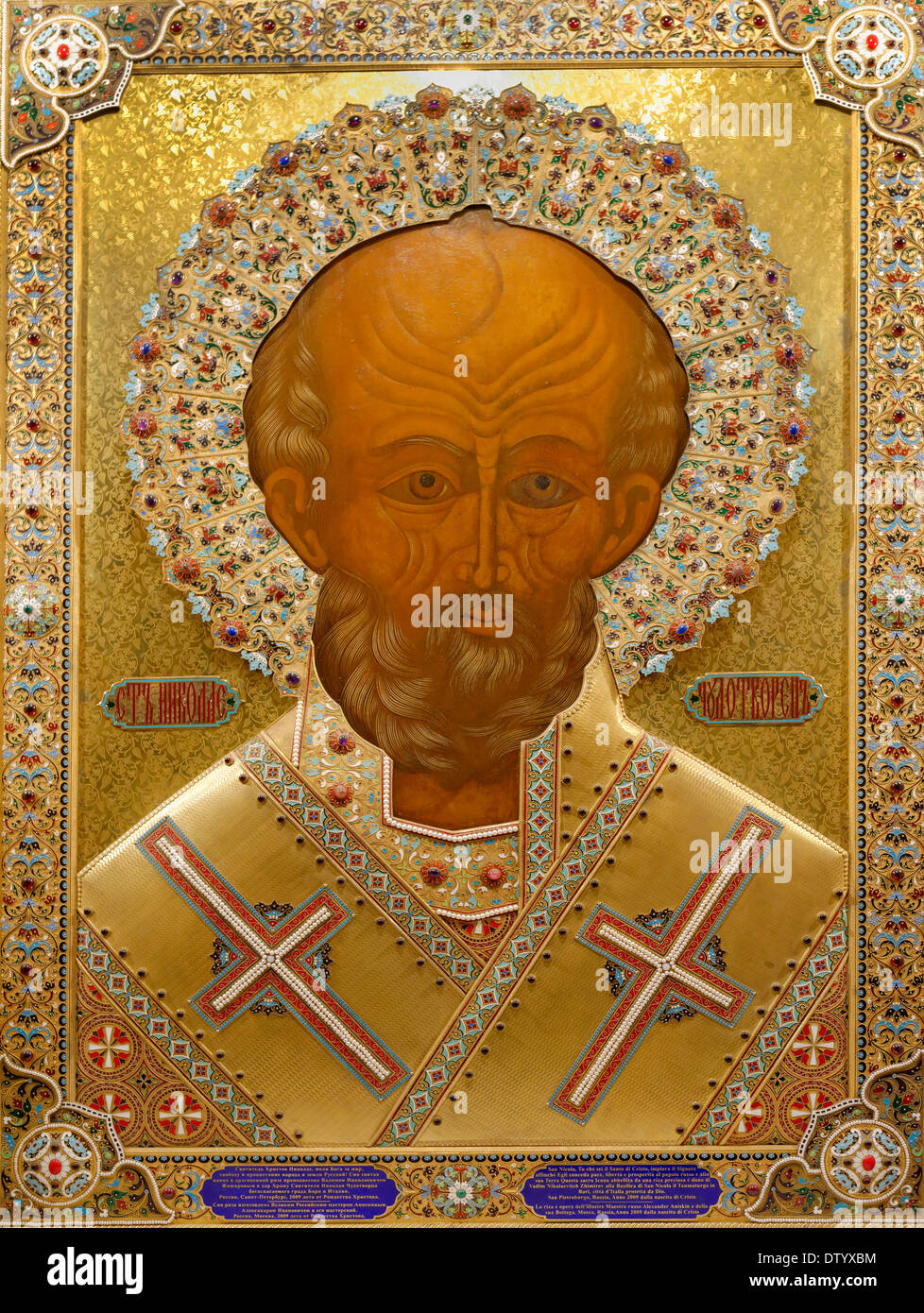 St. Nicholas of Myra, icon, 1327, San Nicola Basilica, Bari, Apulia, Italy Stock Photo