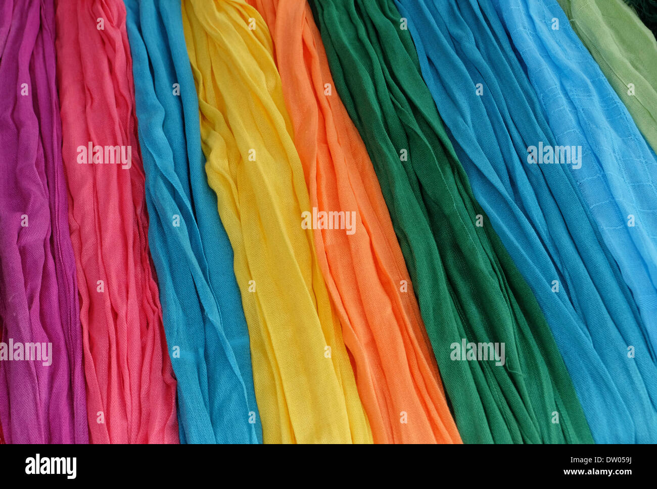 colourful head scarves pattern, normandy, france Stock Photo