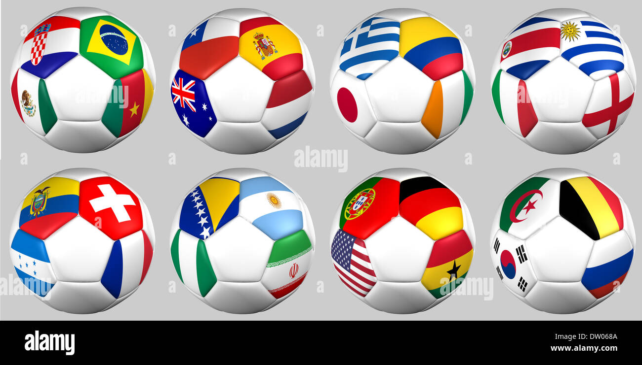Set Ball with flags of the teams a groups Stock Photo