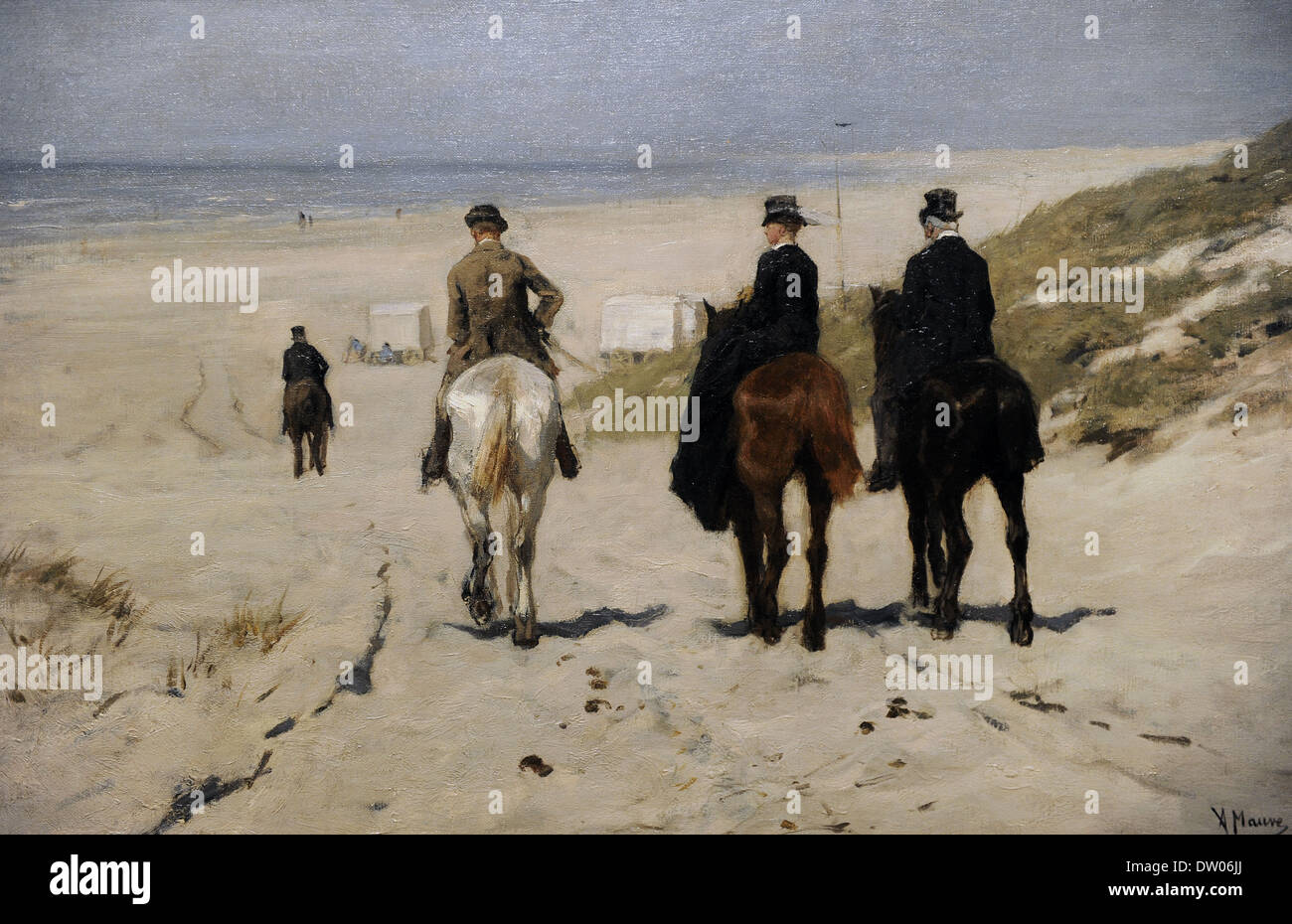 Anton Mauve (1838-1888). Dutch painter. Morning Ride along the Beach, 1876. Rijksmuseum. Amsterdam. Holland. Stock Photo