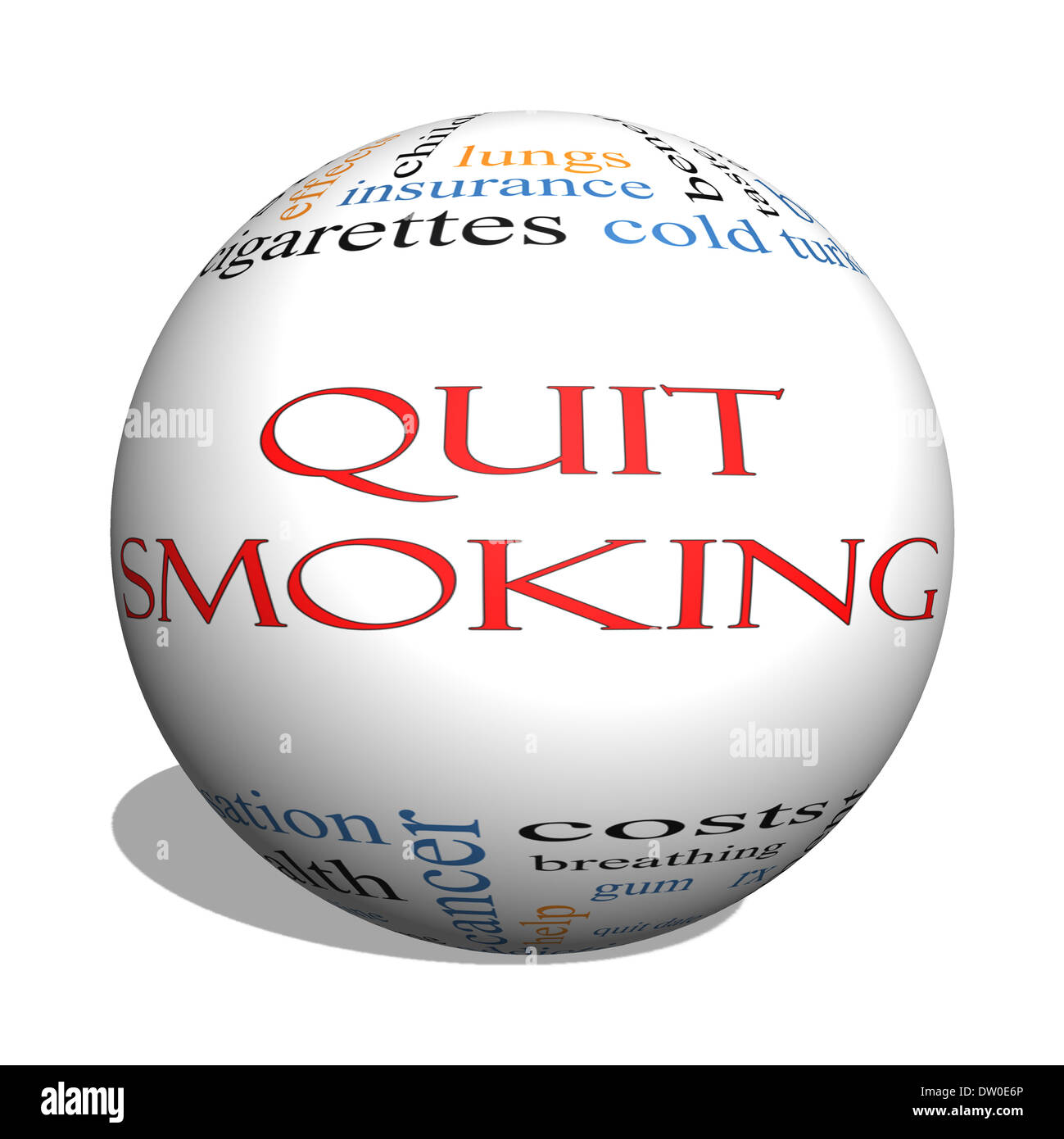 Quit Smoking Word Cloud Concept on a 3D sphere with great terms such as
