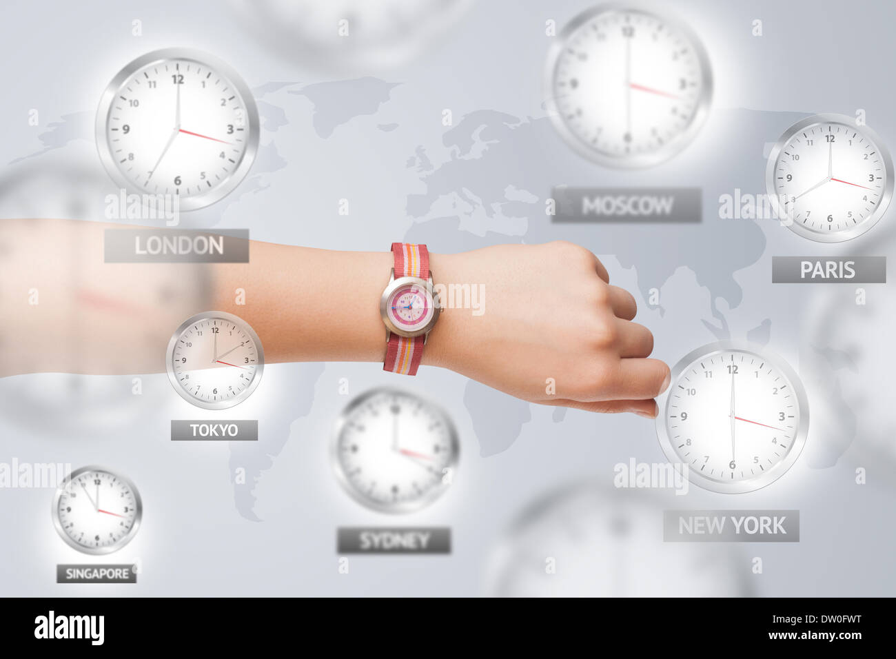 Map world concept time zones hi-res stock photography and images - Alamy