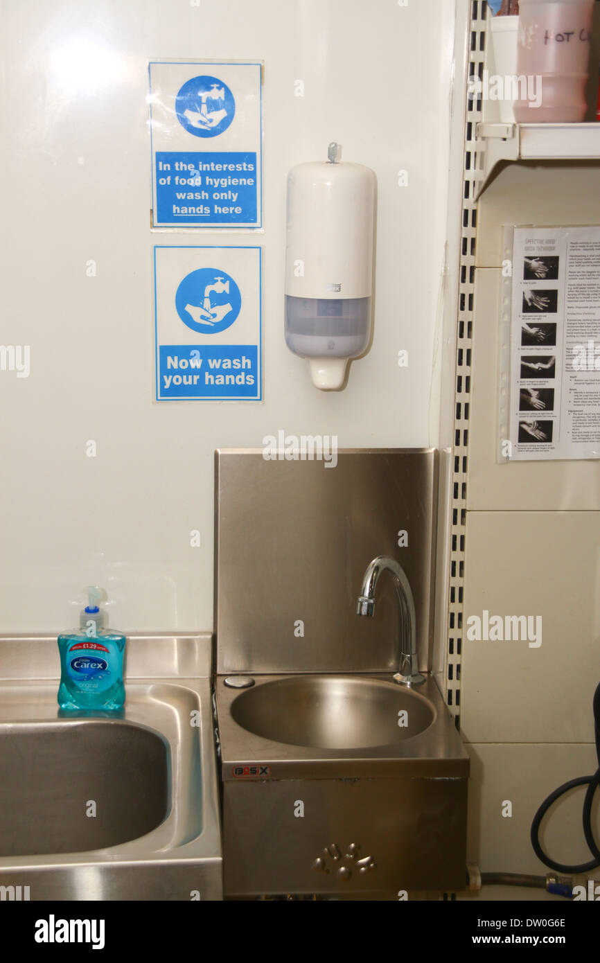 Hand wash station in food prep area Stock Photo Alamy