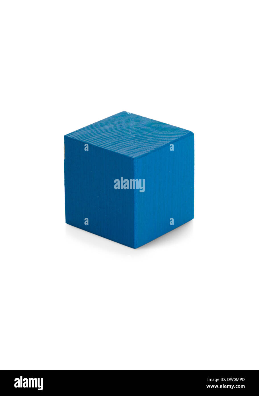 Blue wooden cube toy isolated on white background Stock Photo - Alamy