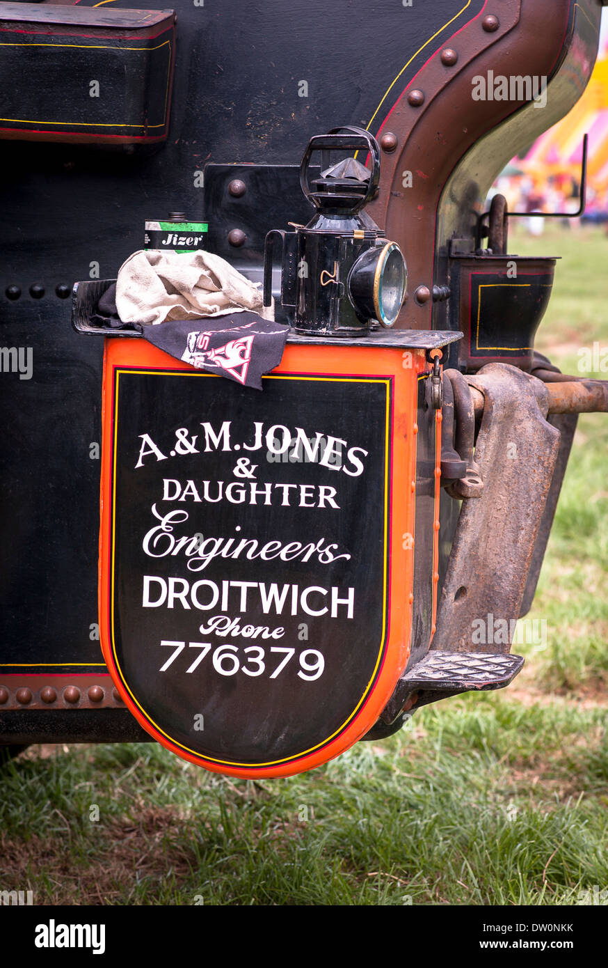 Unusual family business name combination on restored steam traction engine in UK Stock Photo