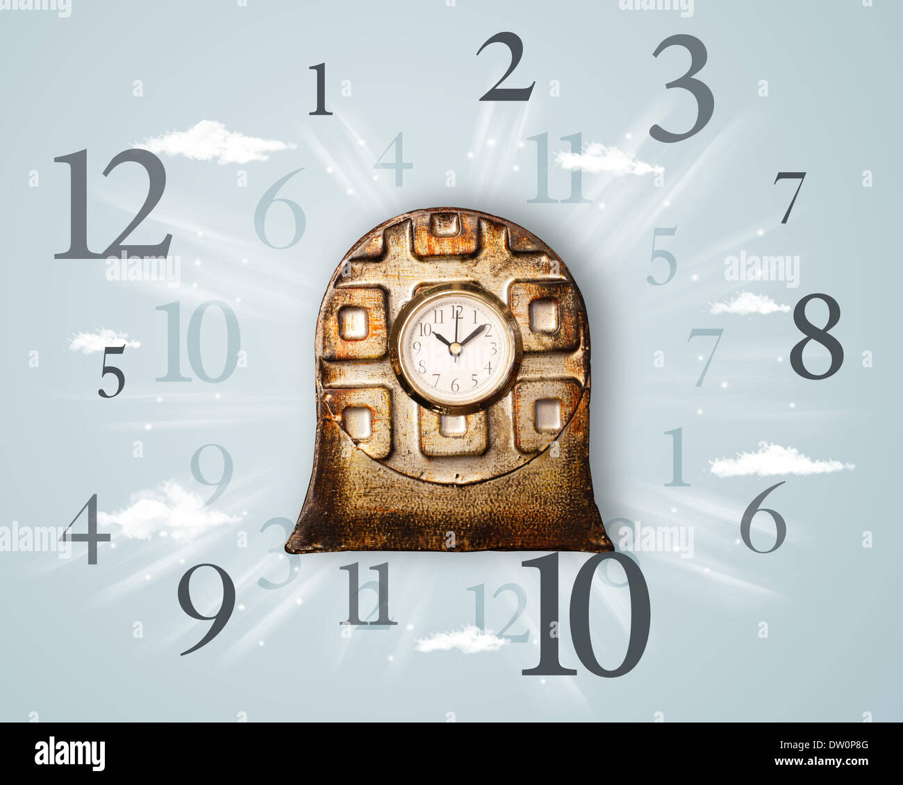 Vintage clock with numbers on the side Stock Photo - Alamy