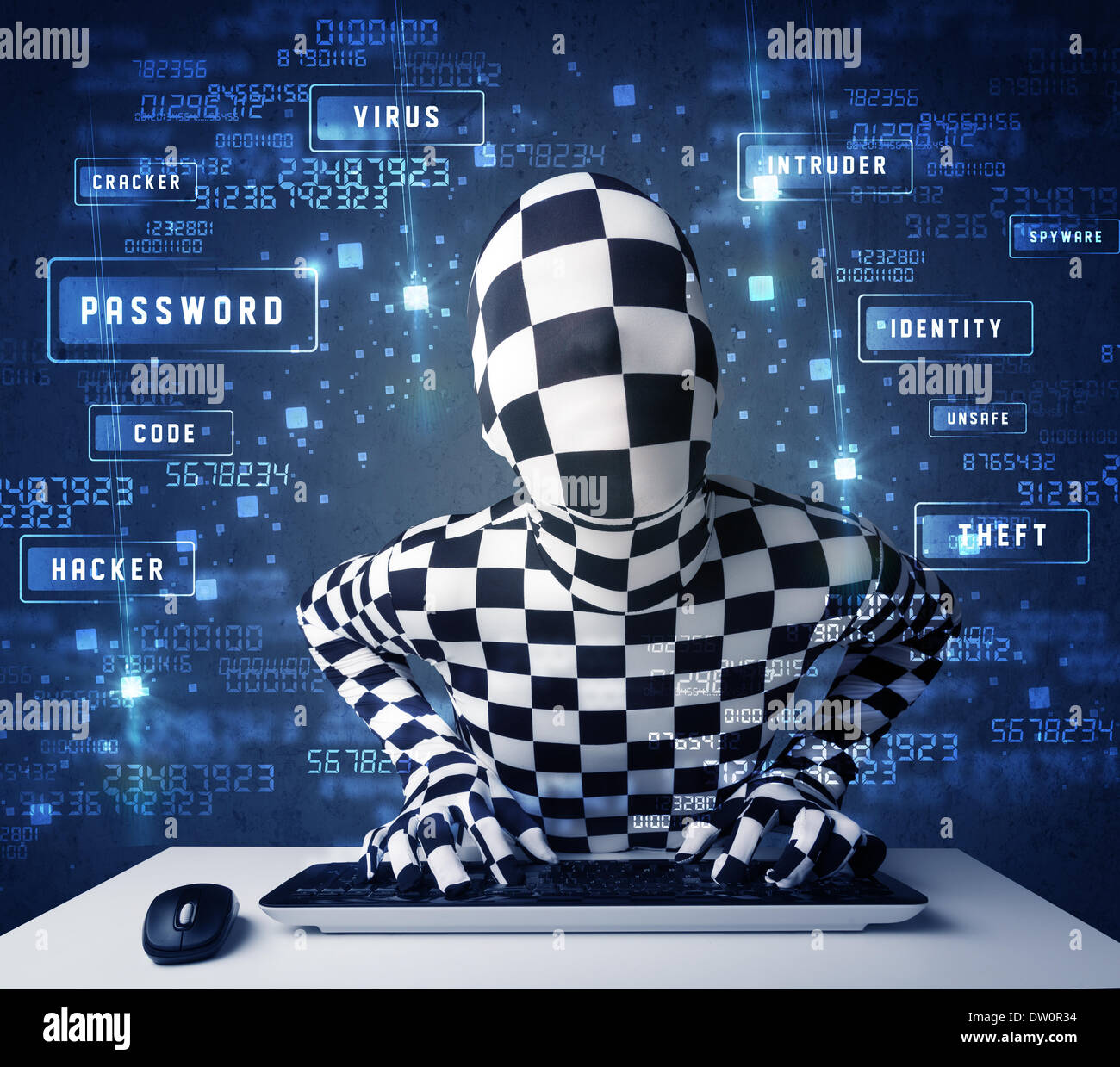 Man without identity programing in technology enviroment with cyber ...