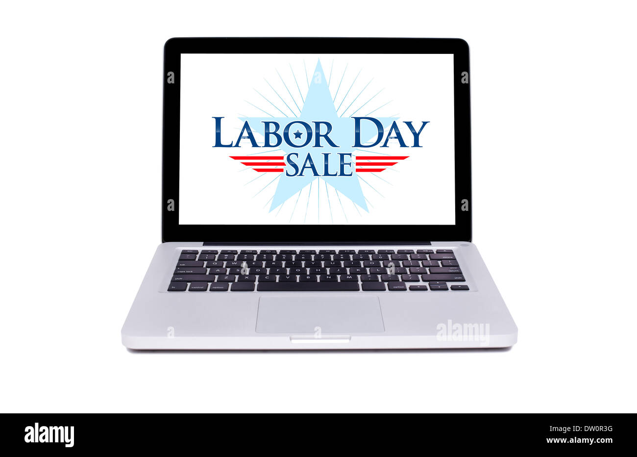 Labor day Sale label in modern laptop Stock Photo Alamy