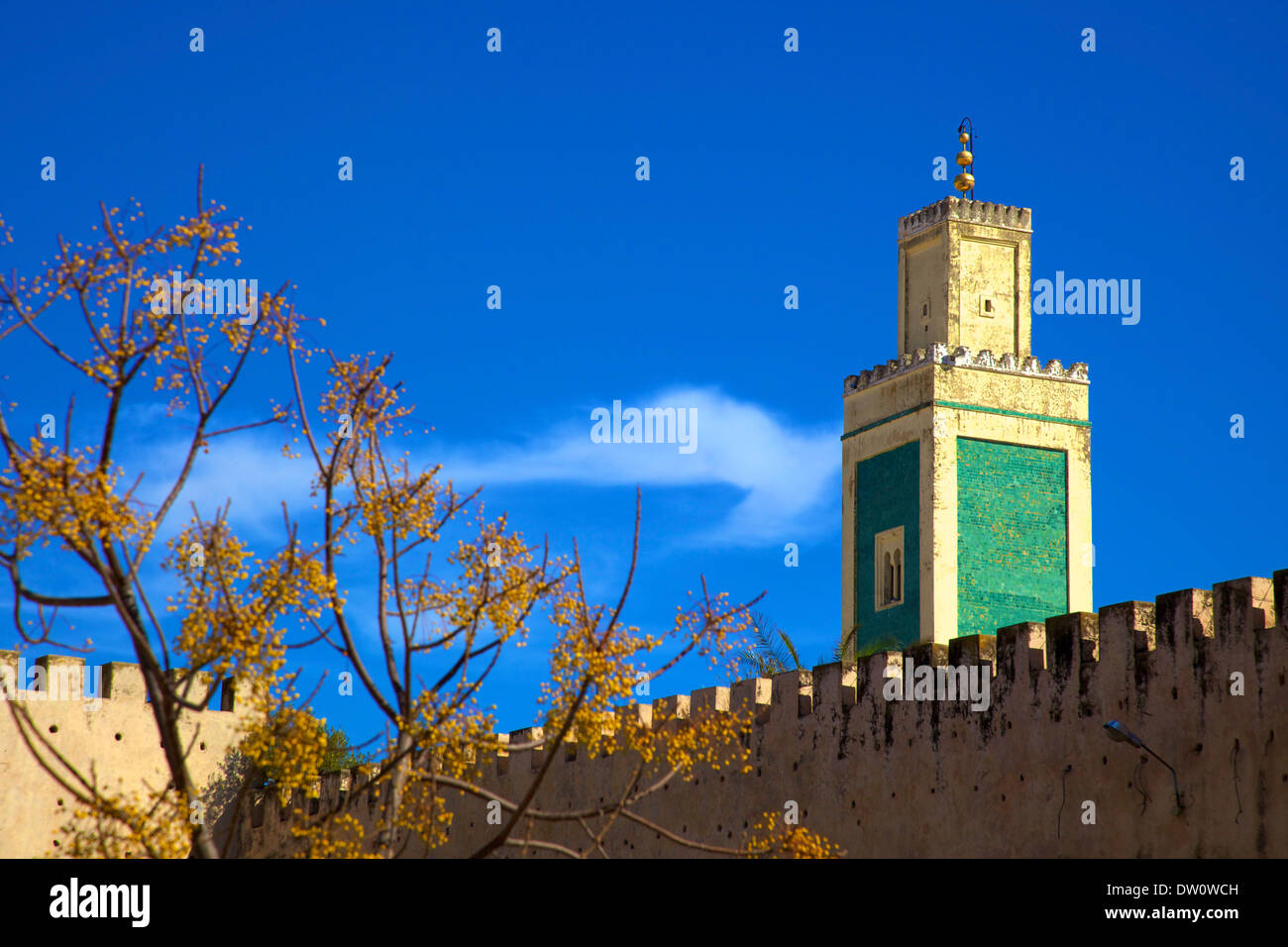 Place Lalla Aouda And The Minaret Of The Lalla Aouda Mosque, Meknes, Morocco, North Africa Stock Photo