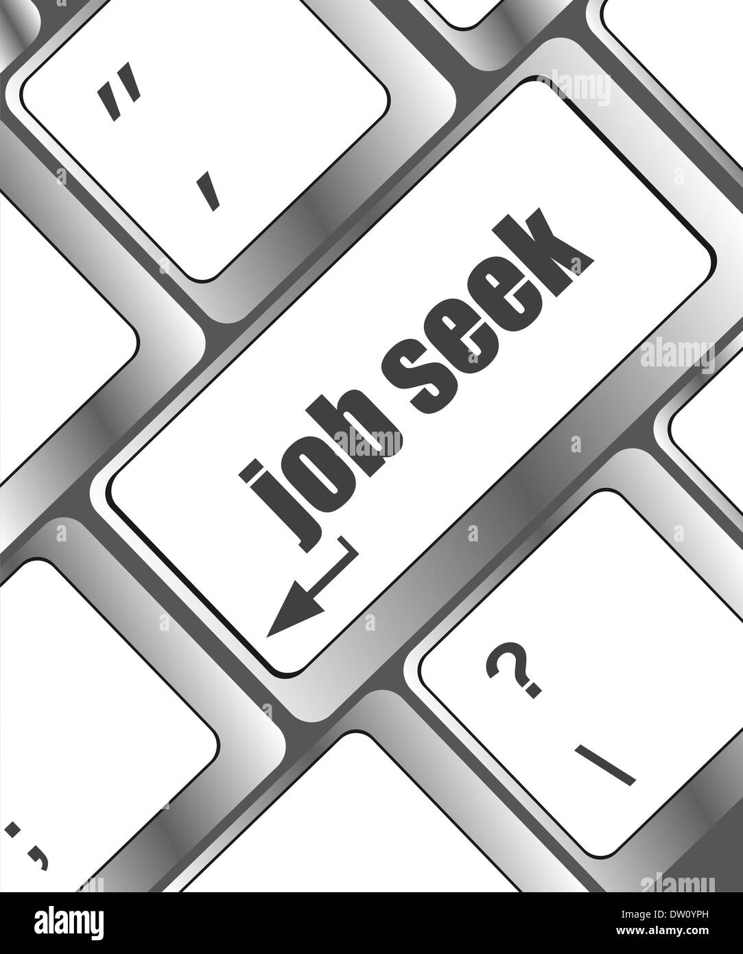 Keyboard with blue enter button job seek Stock Photo