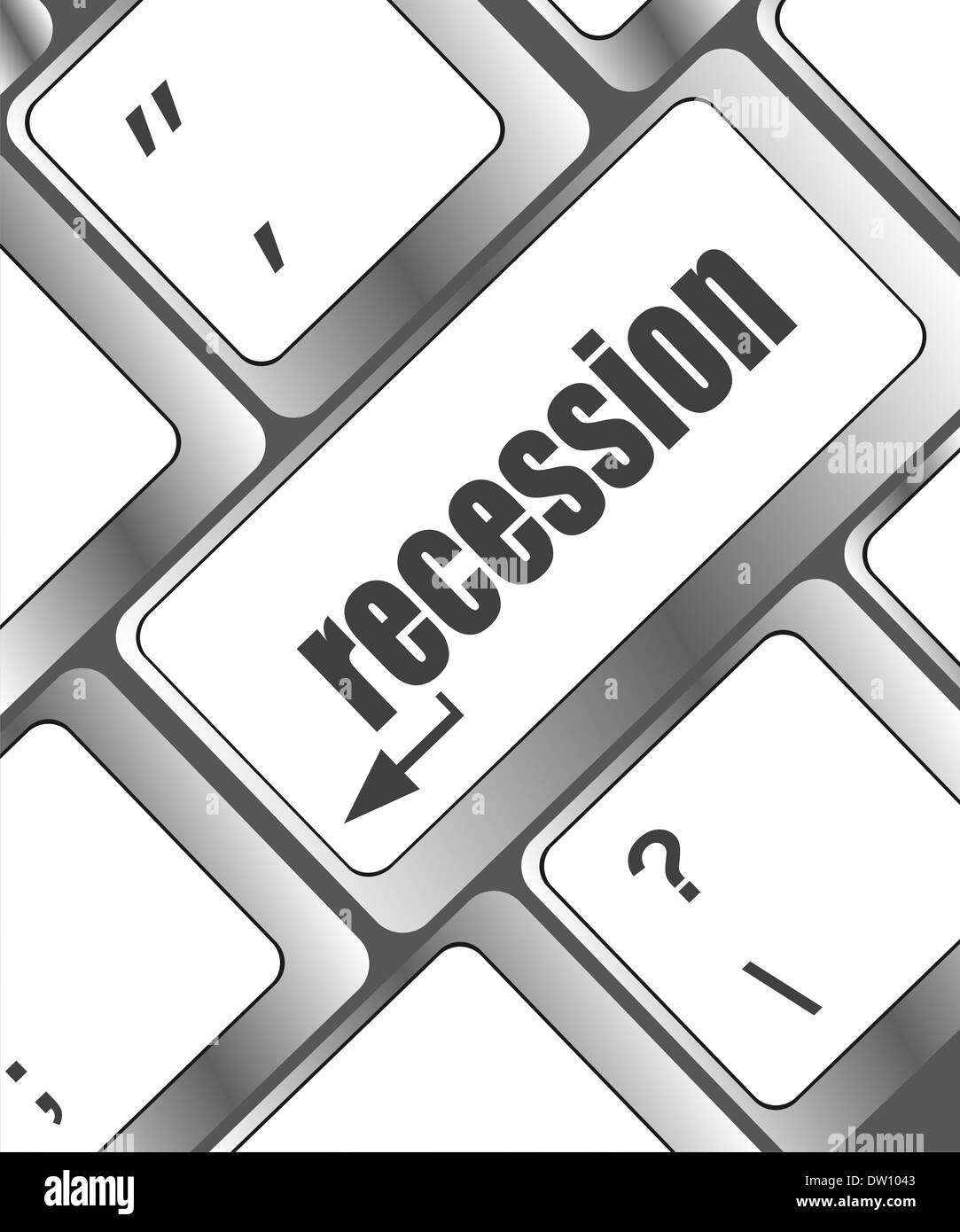 Wording recession on computer keyboard Stock Photo