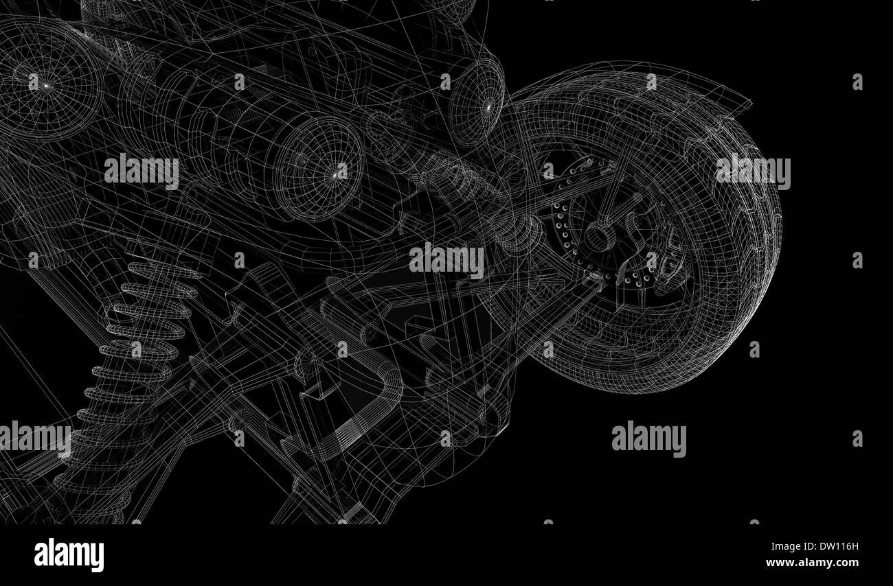 Quad bike, motorcycle, 3D model body structure, wire model Stock Photo