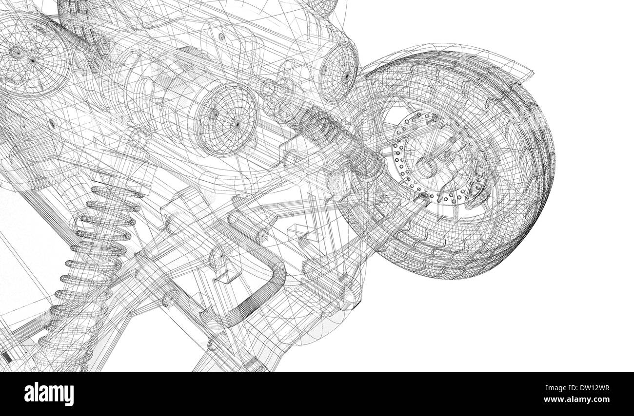 Quad bike, motorcycle, 3D model body structure, wire model Stock Photo