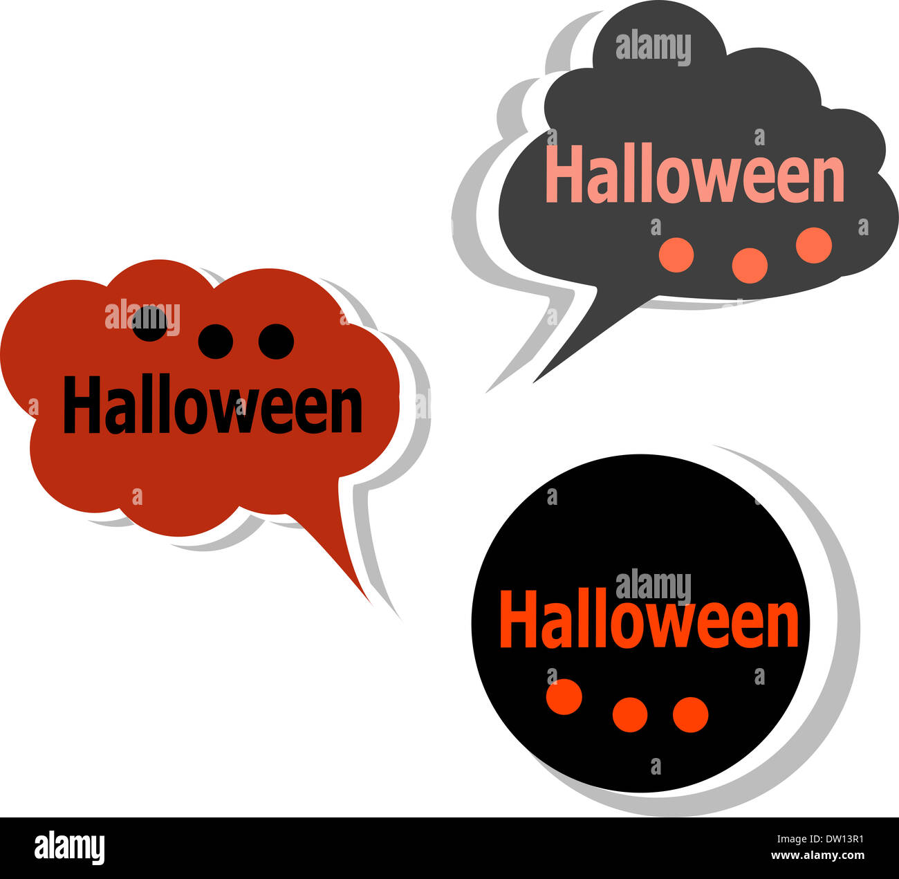 Happy Halloween cloud stickers set Stock Photo