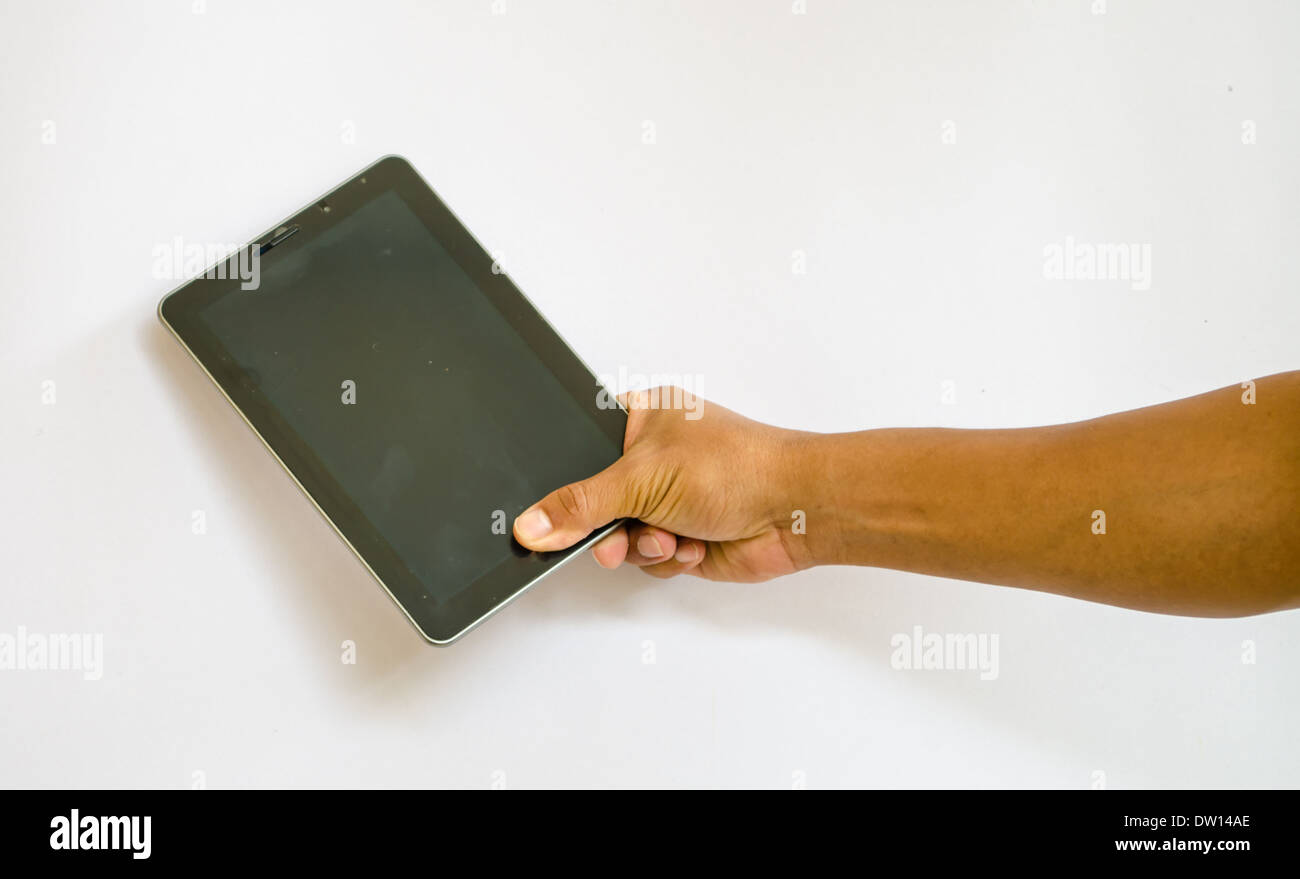 Business man Hold tablet computer Stock Photo
