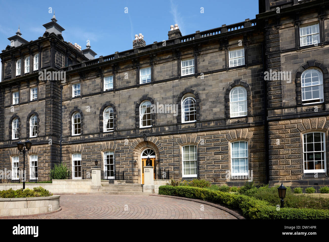 Wells House, Ilkley. Opened as a hydrotherapy centre 1856, then became The College of Housecraft, now converted into apartments. Stock Photo