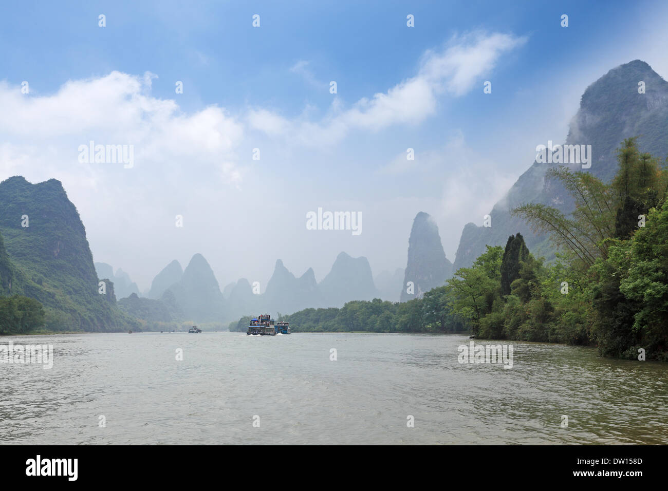 lijiang river in misty and cloud Stock Photo