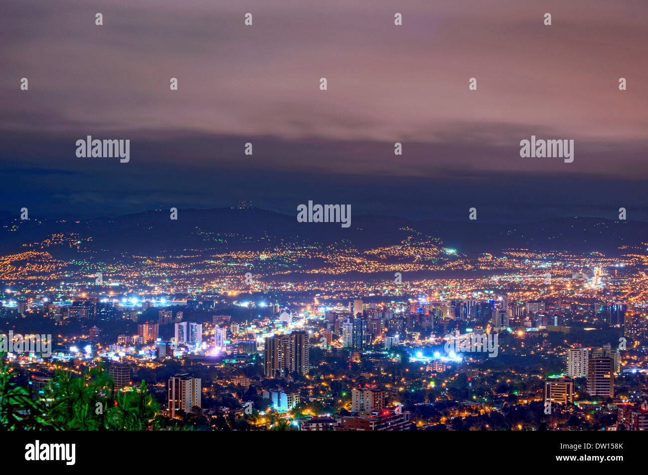 Nighttime view of Guatemala City Stock Photo