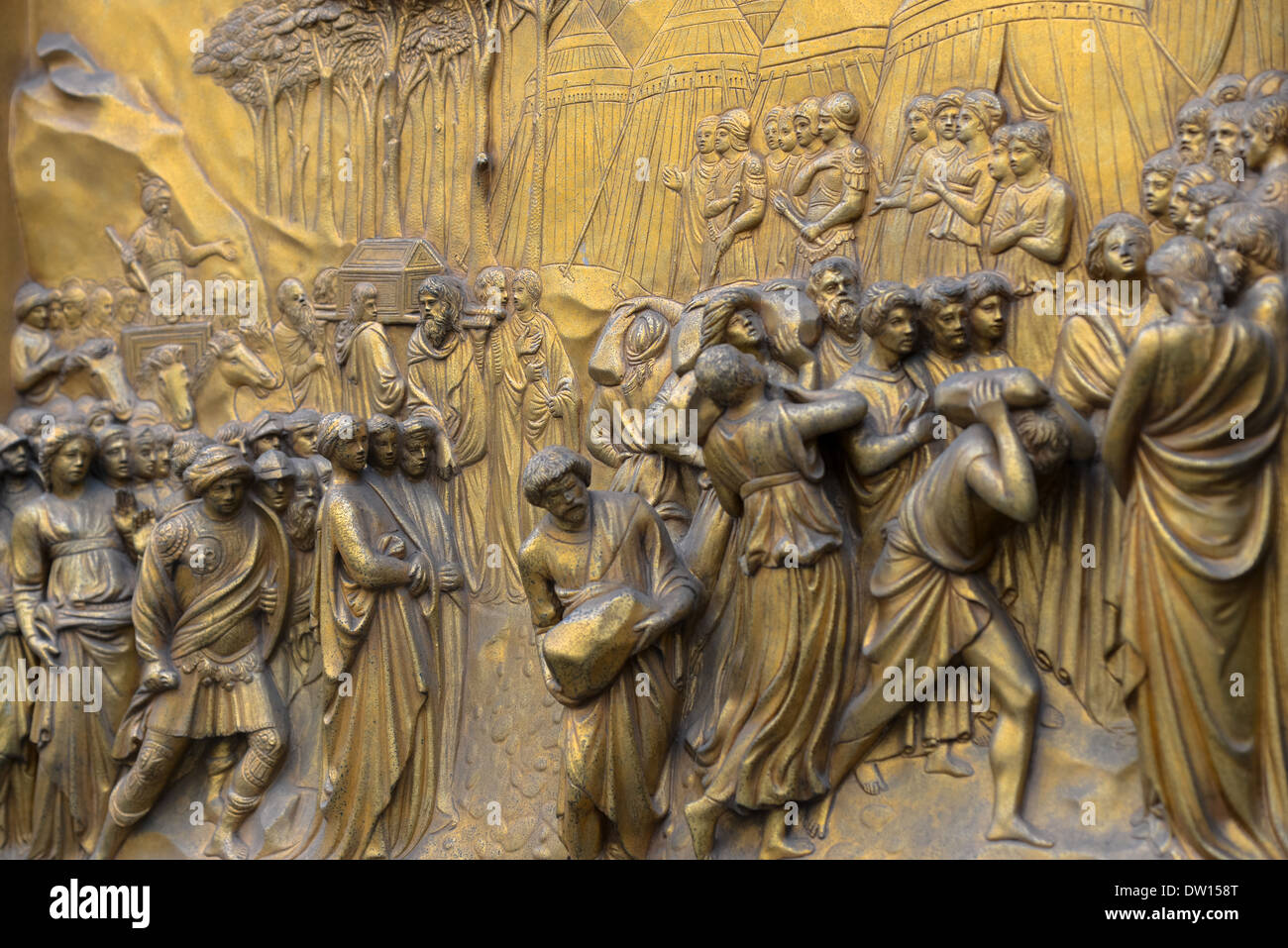 the bronze door or porta del paradiso from Lorenzo Ghilberti in Florence, Italy Stock Photo