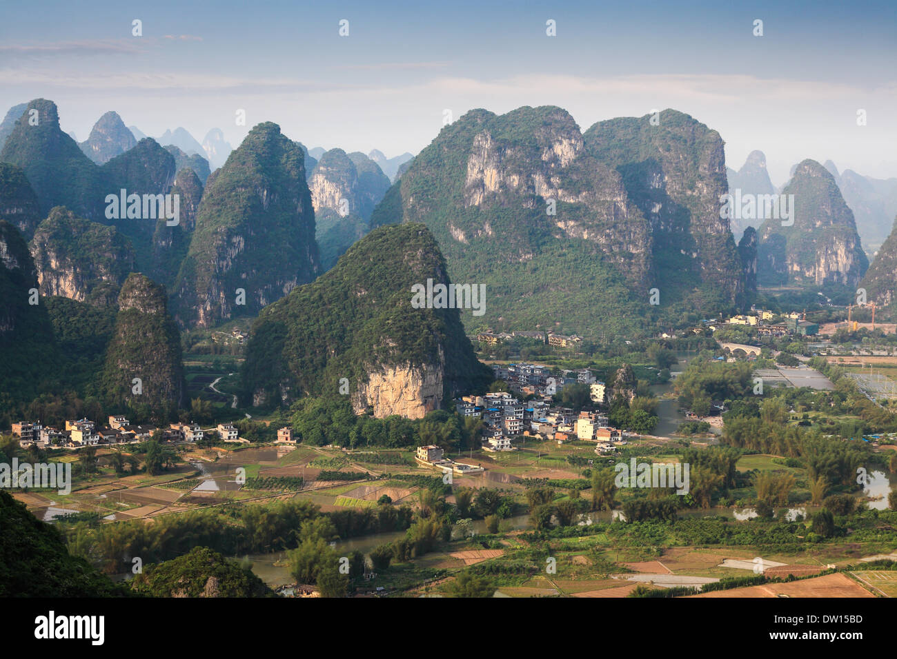 chinese rural scenery of karst mountain Stock Photo