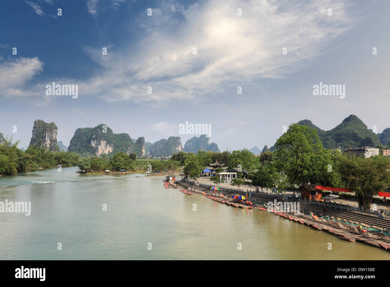 chinese karst mountain landscape in yangshuo Stock Photo