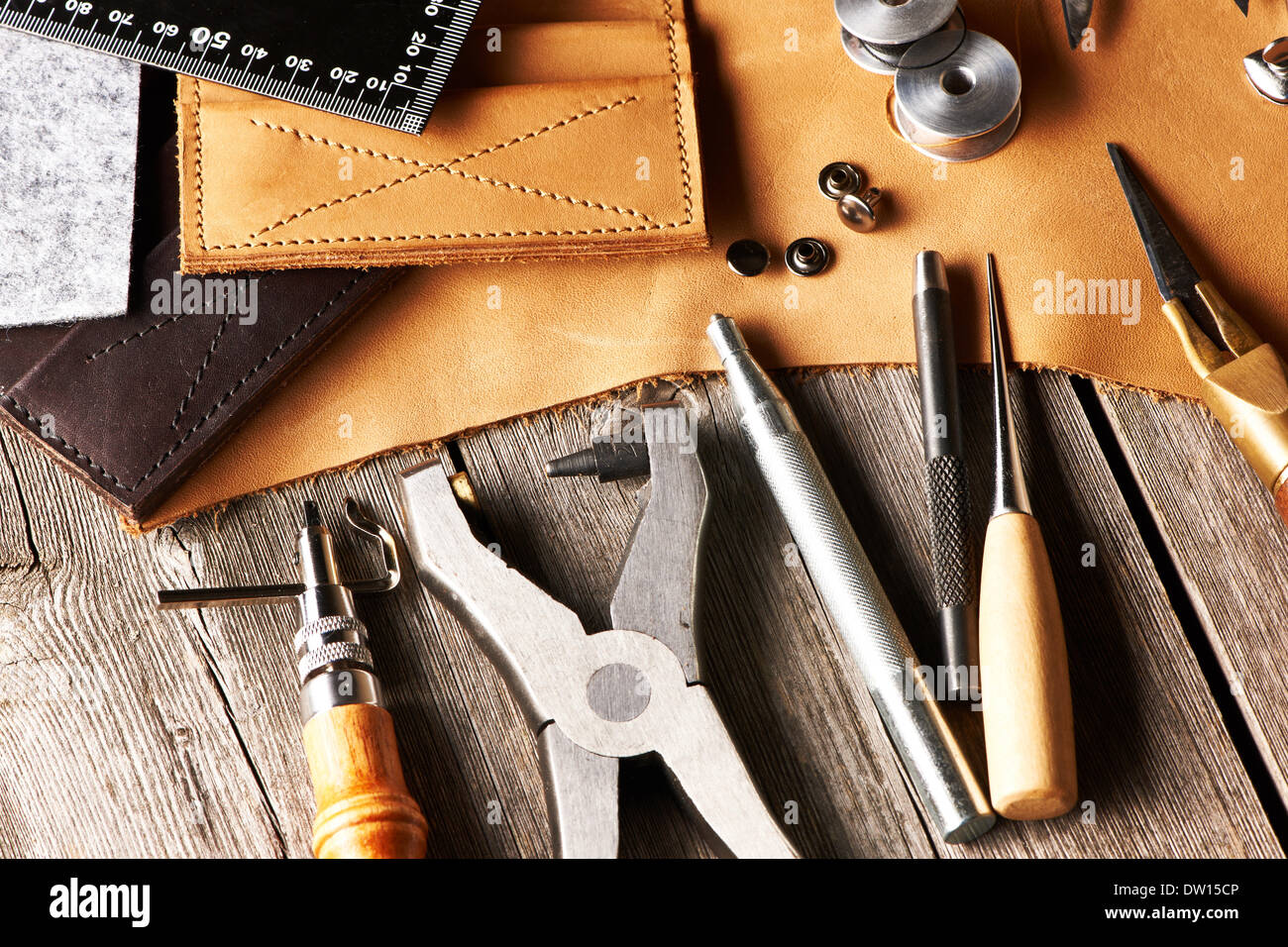 Leather crafting tools Stock Photo Alamy