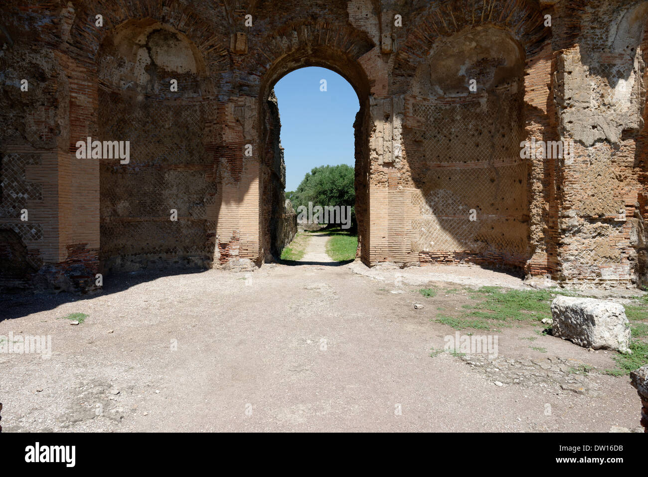 The entrance Vestibulum Piazza d'Oro or Golden Square Villa Adriana Tivoli Italy complex vast rectangular Stock Photo