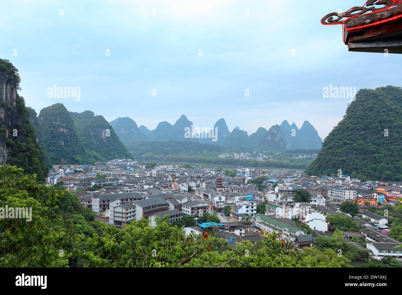 yangshuo county town at dusk Stock Photo