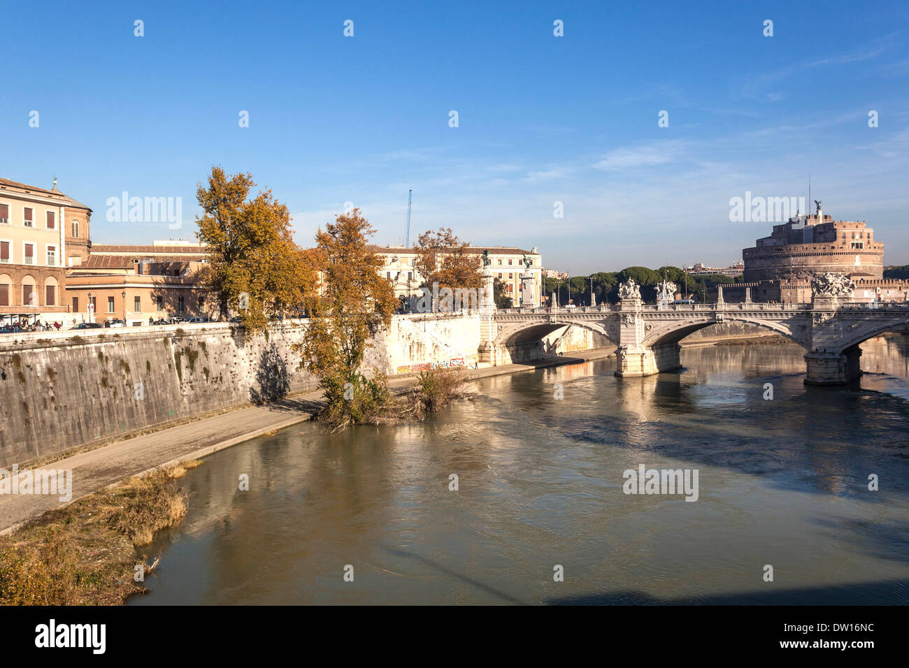 Tiber River in Rome, Italy. Stock Photo