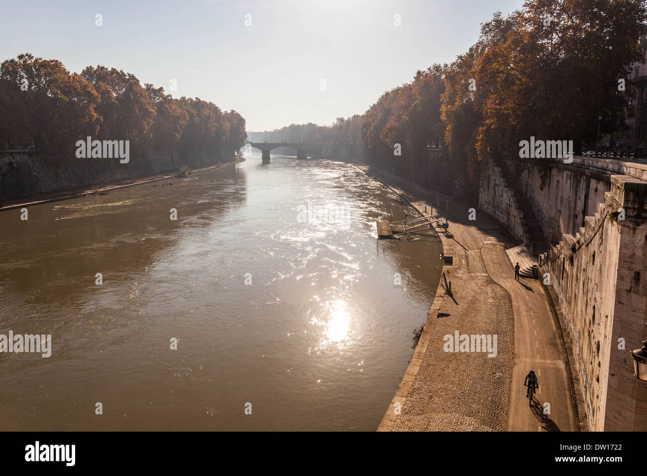 Tiber River in Rome Italy. Stock Photo