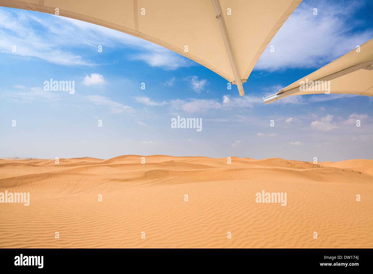 desert  with sunshade Stock Photo