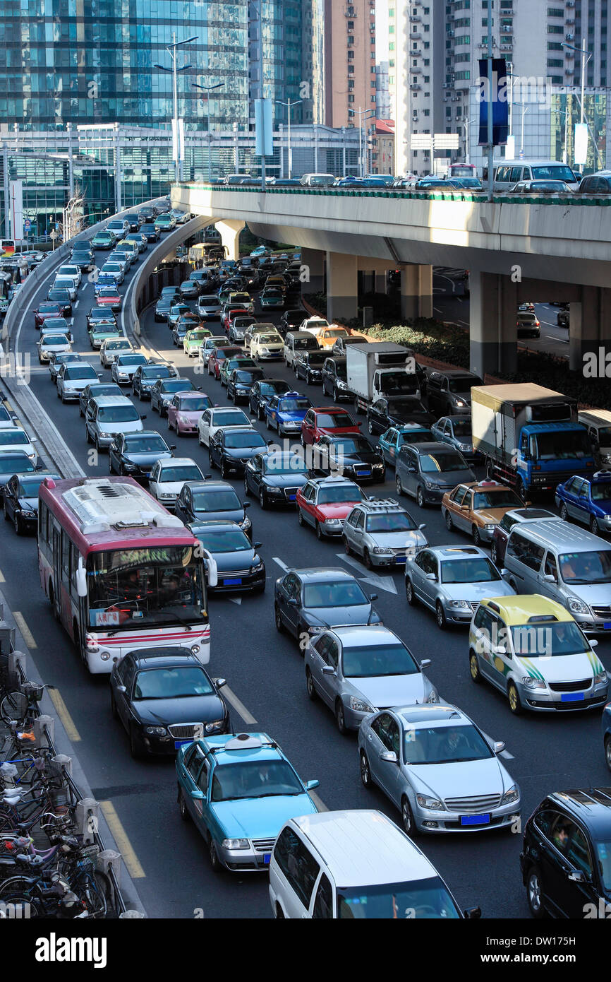 automobile congestion in rush hour Stock Photo