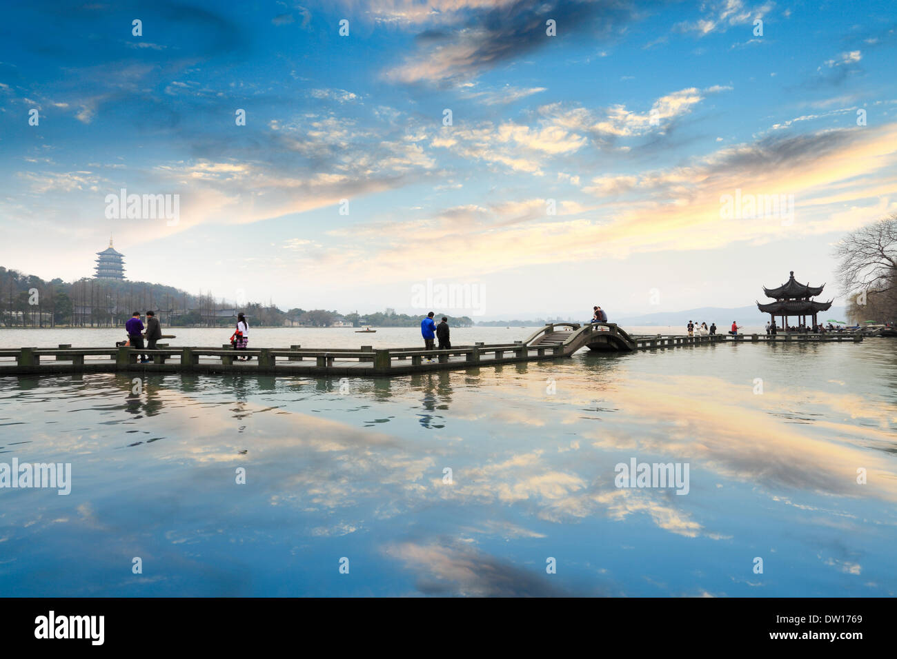 hangzhou west lake at afterglow Stock Photo