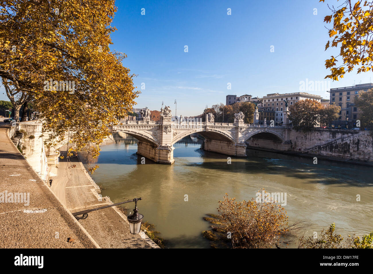 Tiber River scene, Rome Italy. Stock Photo