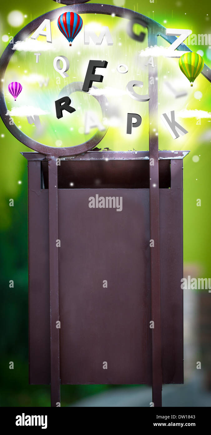 Post box with colorful letters Stock Photo Alamy