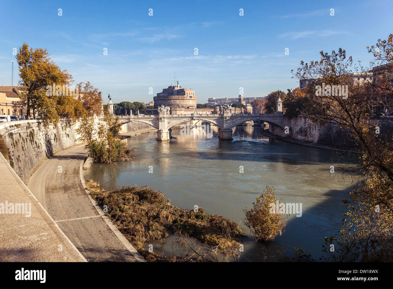Tiber River in Rome, Italy. Stock Photo