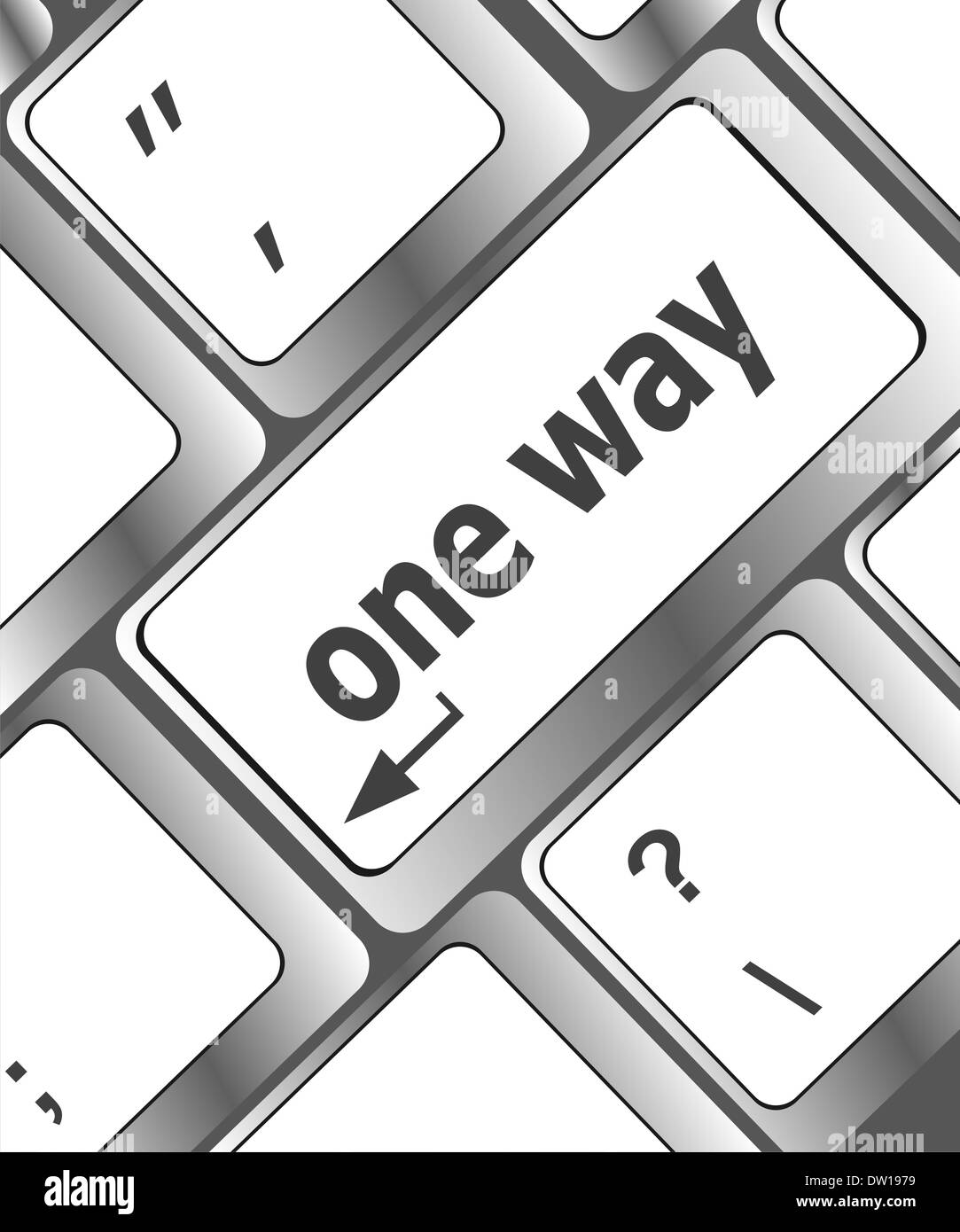 one way button on computer keyboard pc key Stock Photo