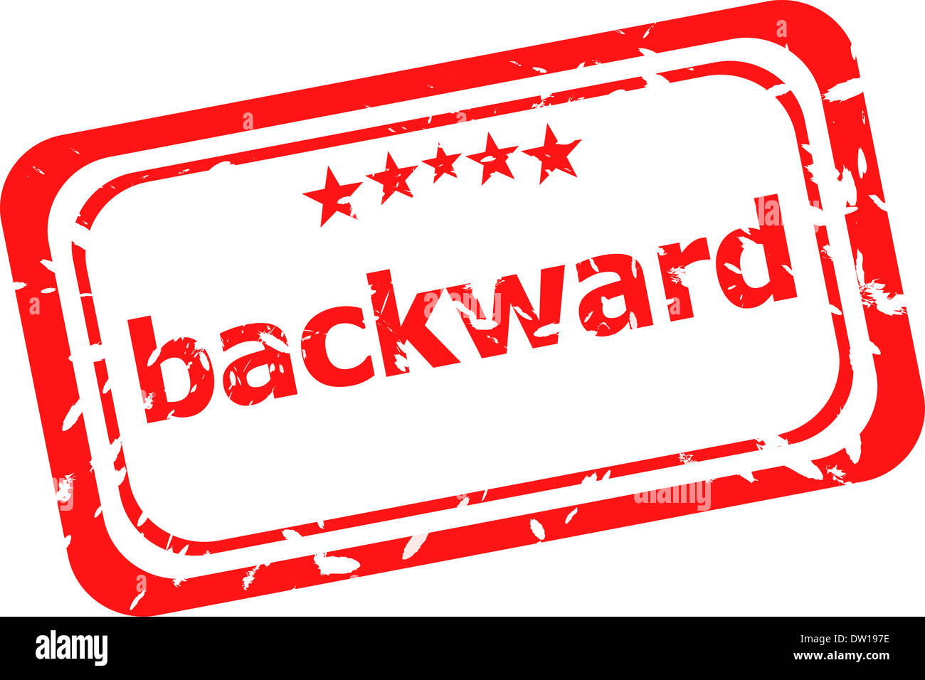 backward word on red rubber grunge stamp Stock Photo