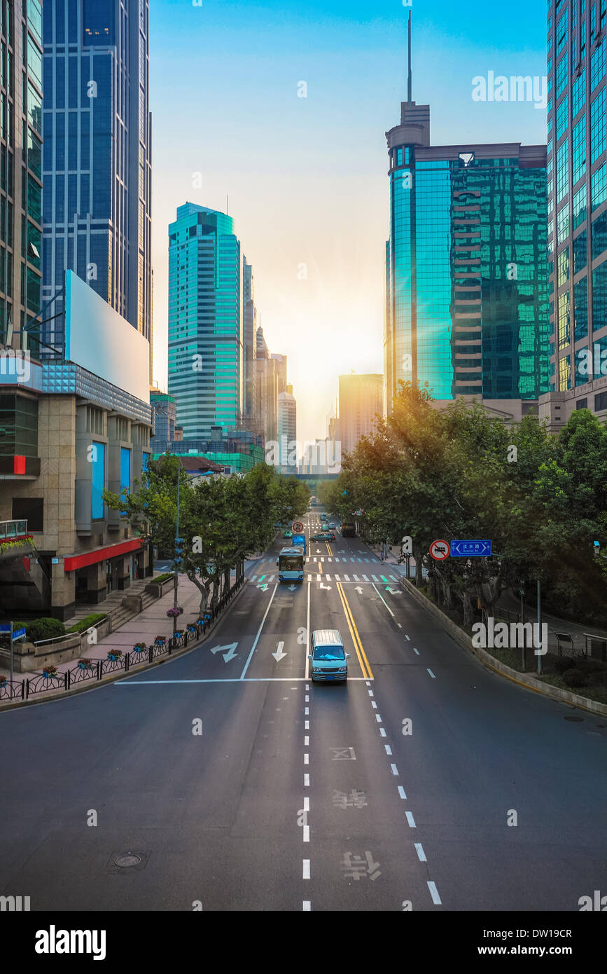 modern urban streetscape in morning Stock Photo