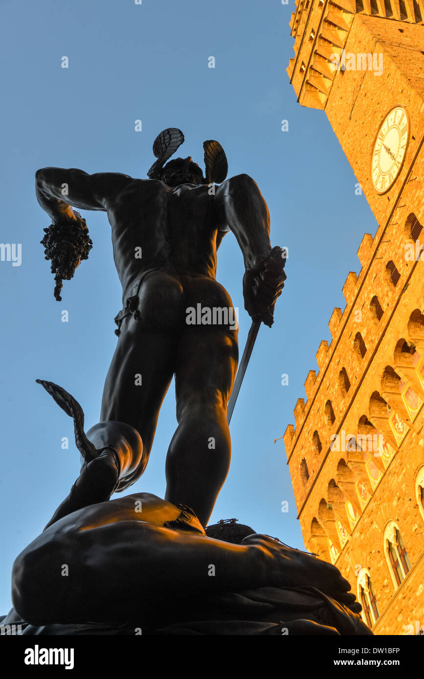 the famous statue of Perseus and Medusa at the Piazza della Signoria in Florence, Italy Stock Photo