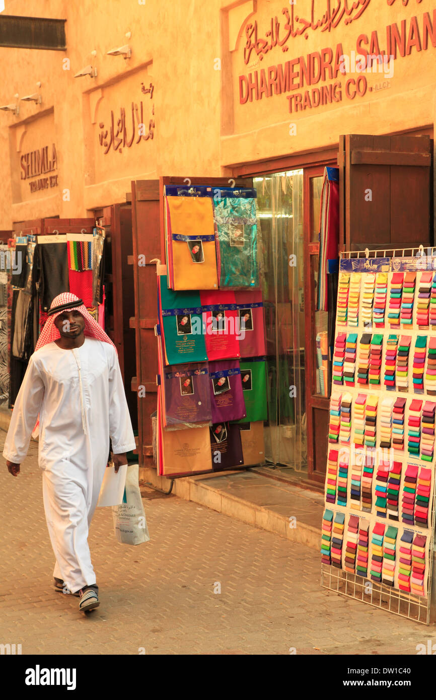 United Arab Emirates, Dubai, Bur Dubai, Souq, textile shop, Stock Photo