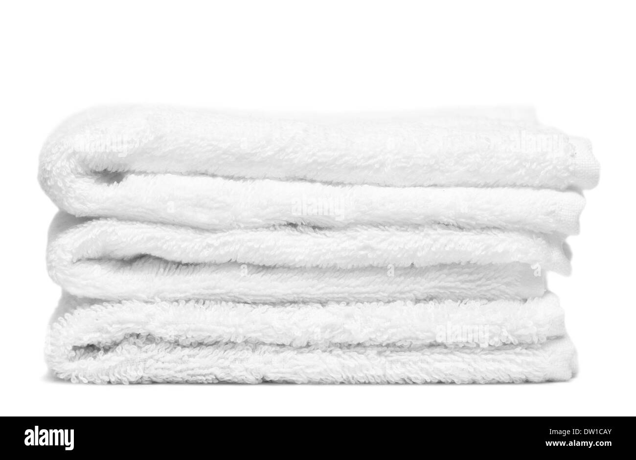 Stack of white towels close-up Stock Photo