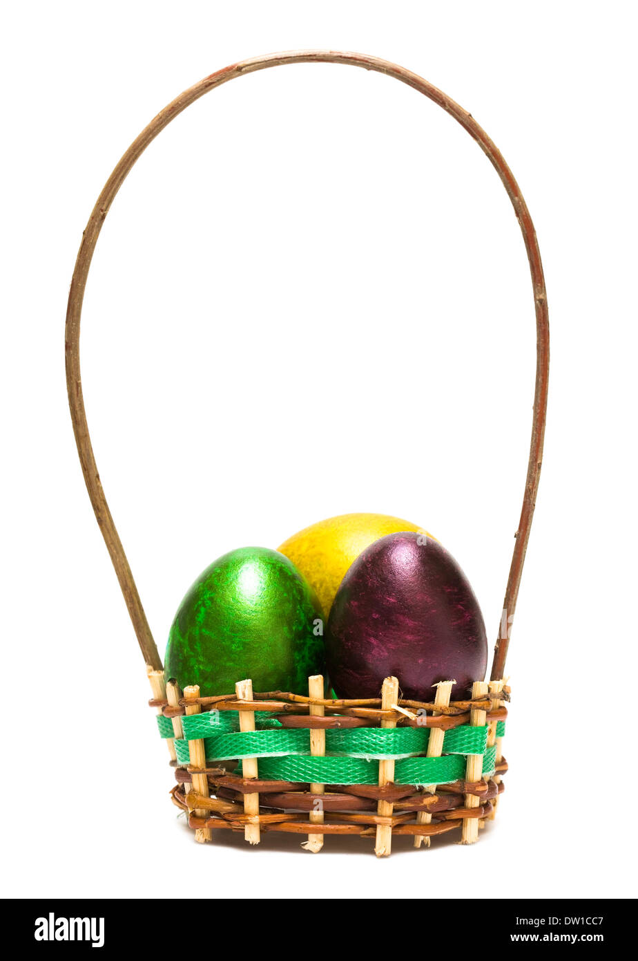 Easter eggs in a basket Stock Photo