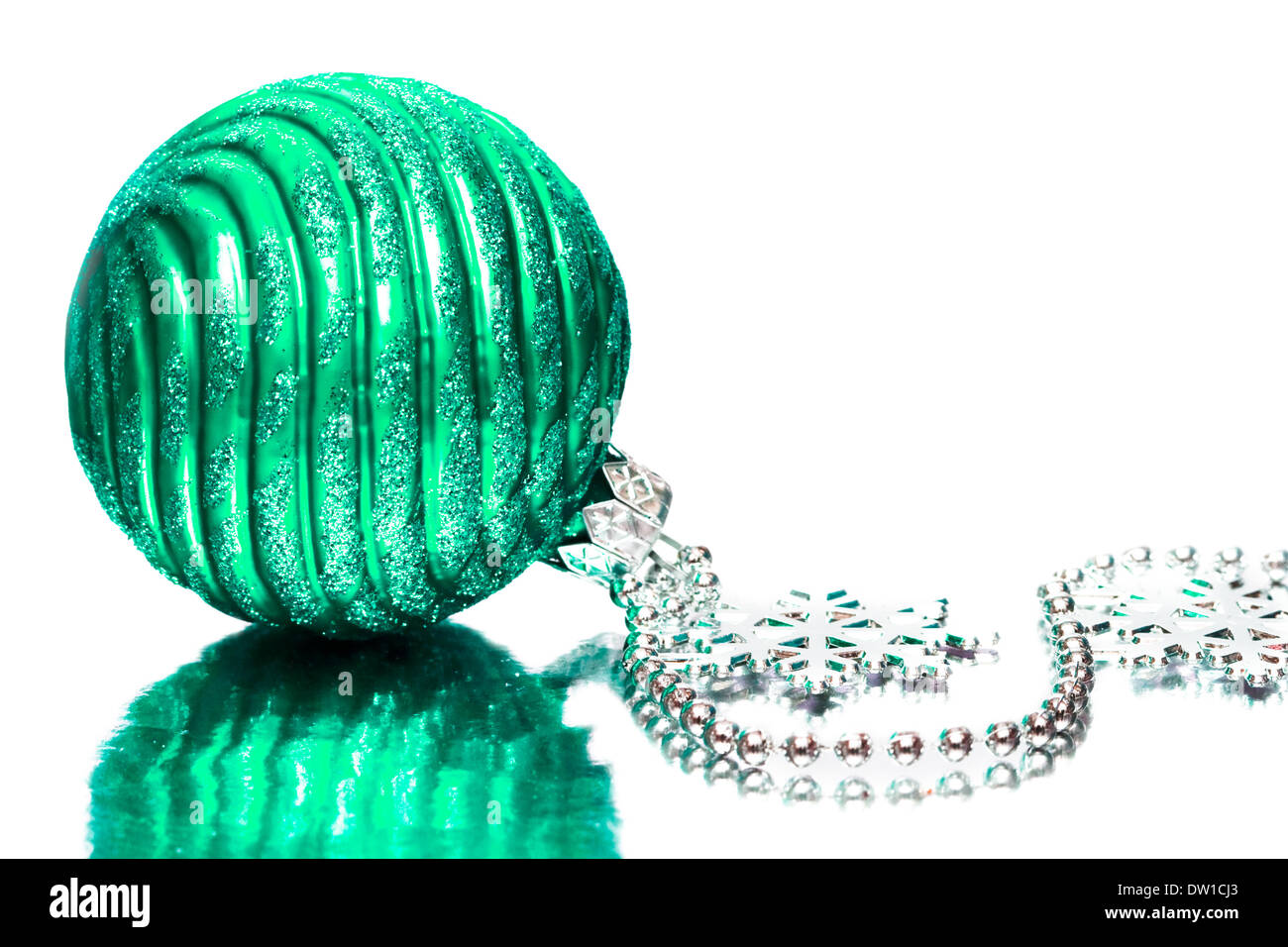 green festive decoration on silver background Stock Photo - Alamy