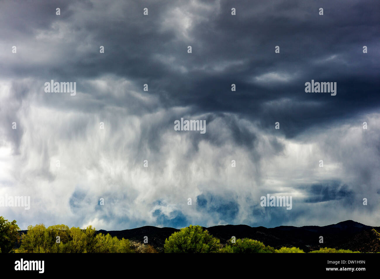 Storm clouds over the small mountain town of Salida, Colorado, USA Stock Photo