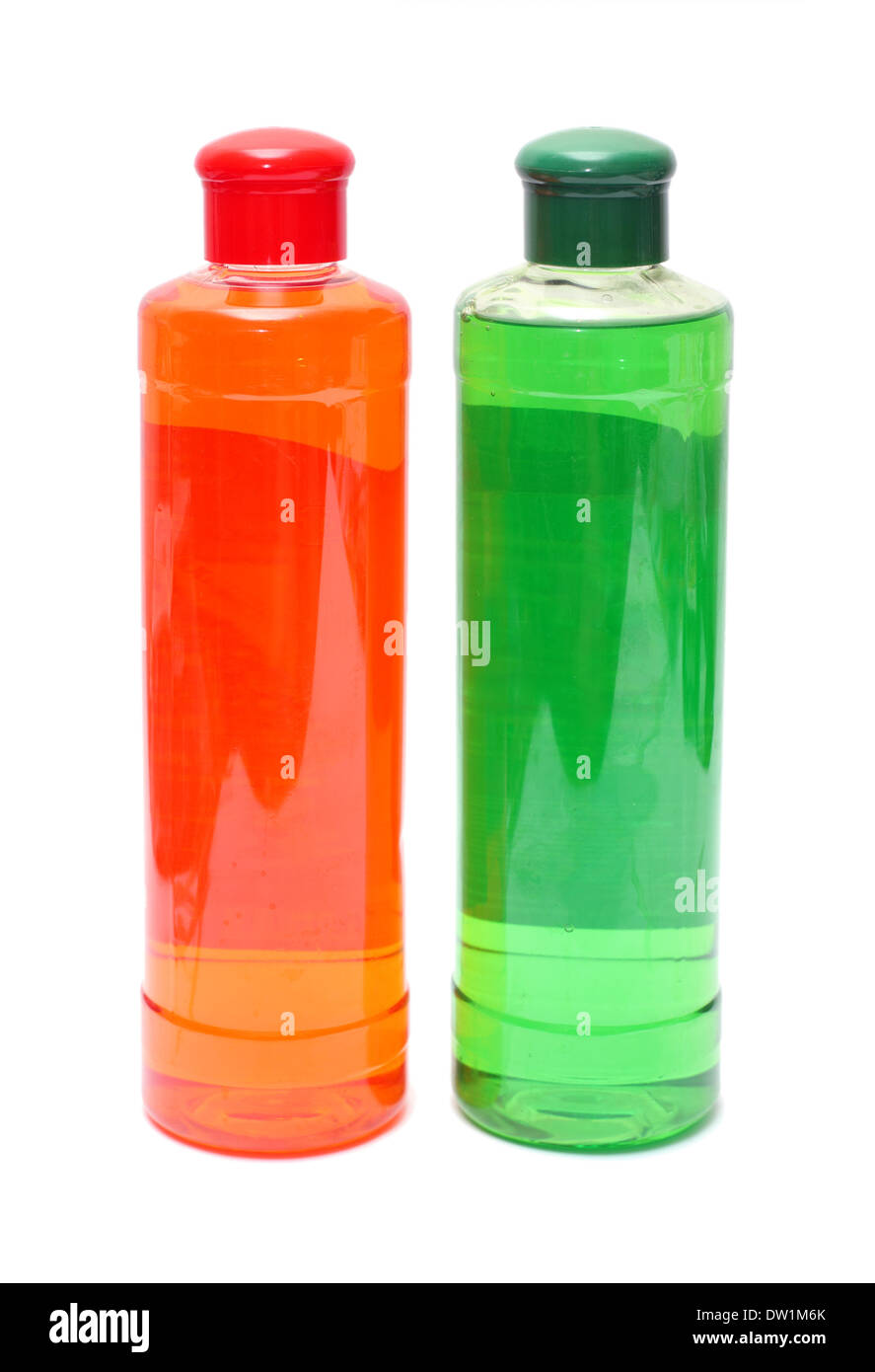 two bottles with shampoo Stock Photo