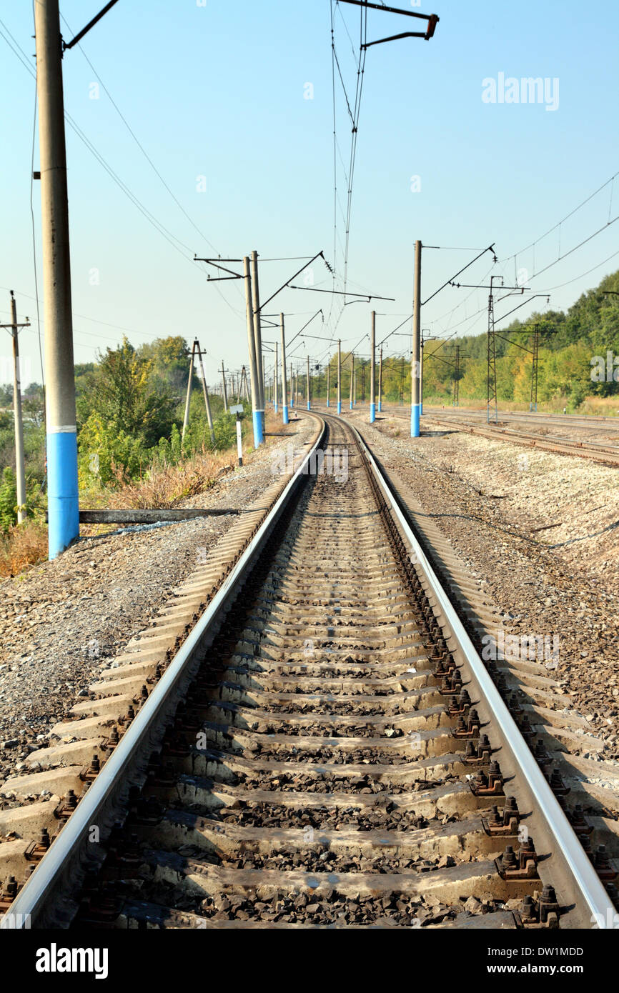 diminishing electric railway Stock Photo