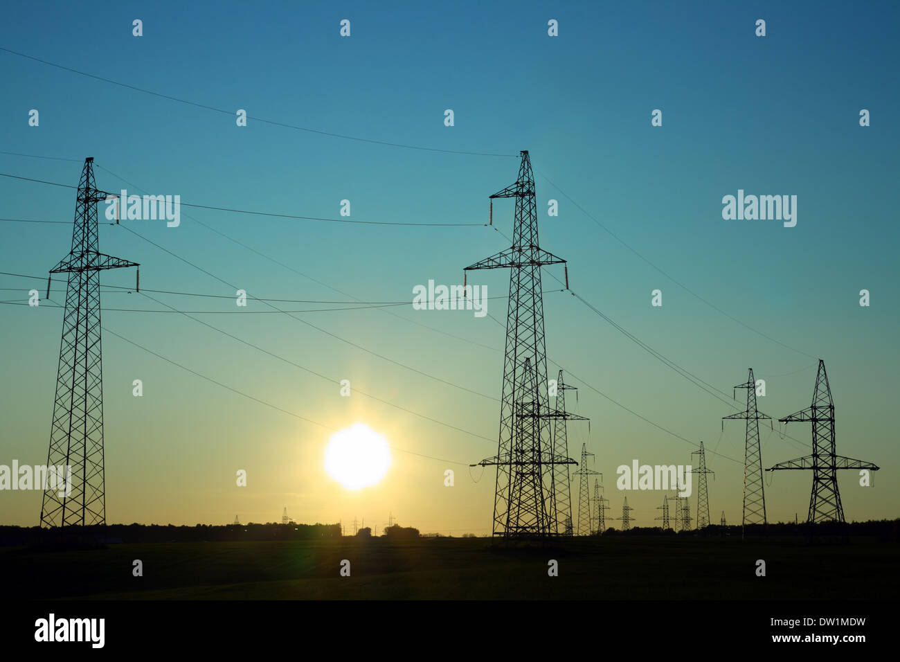 electricity cable communication towers Stock Photo Alamy