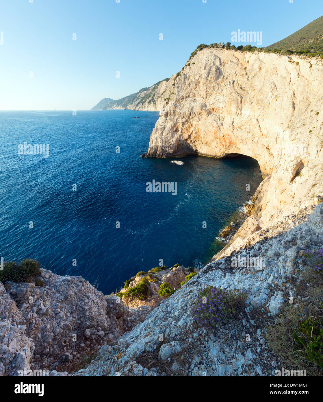 Summer coast landscape (Lefkada, Greece). Stock Photo