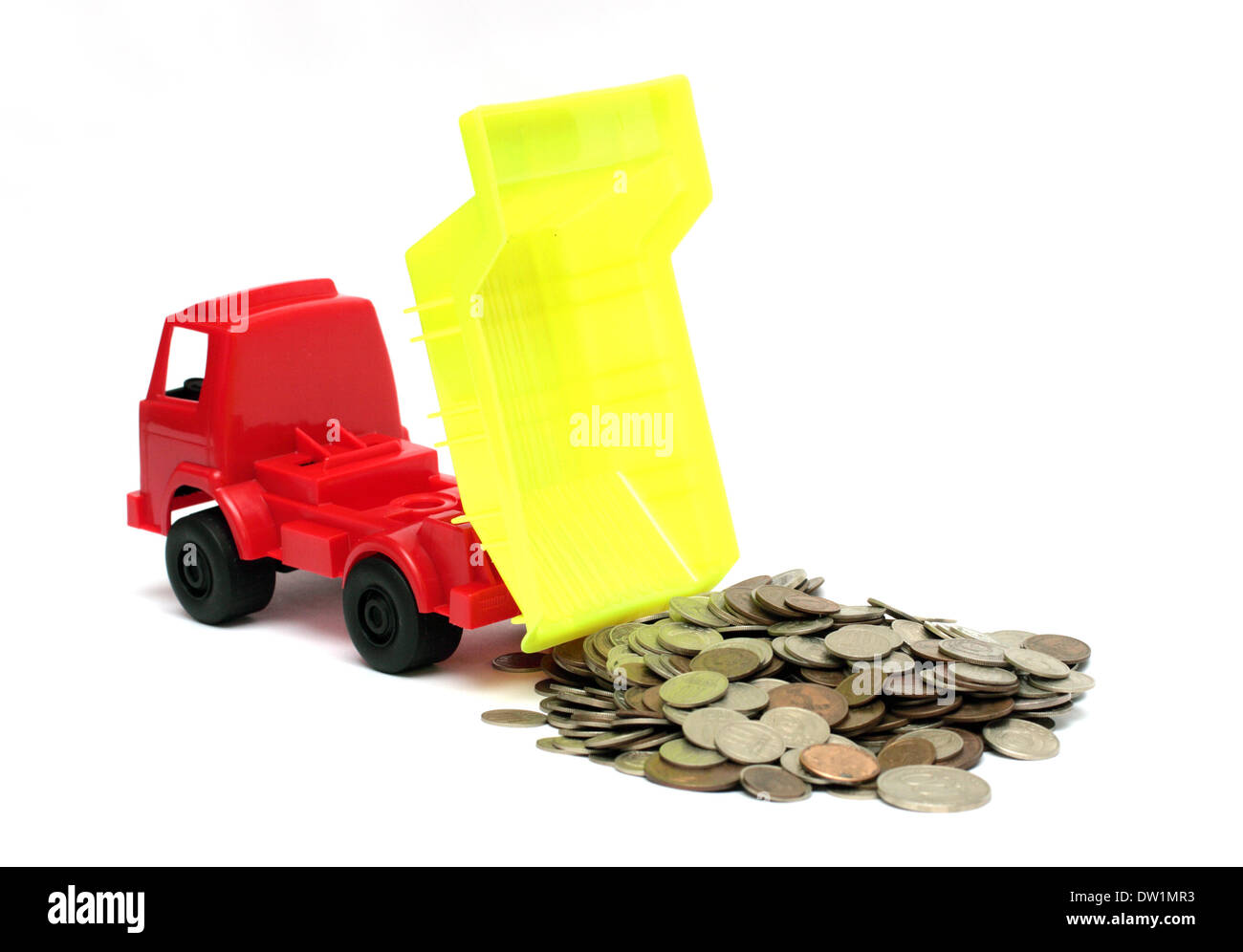 toy lorry with coins - business concept Stock Photo